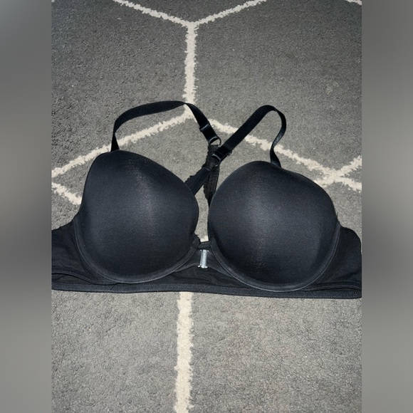 Cacique Front-Close Cotton Boost Plunge Black Bra Size 44C - Picture 3 of 8